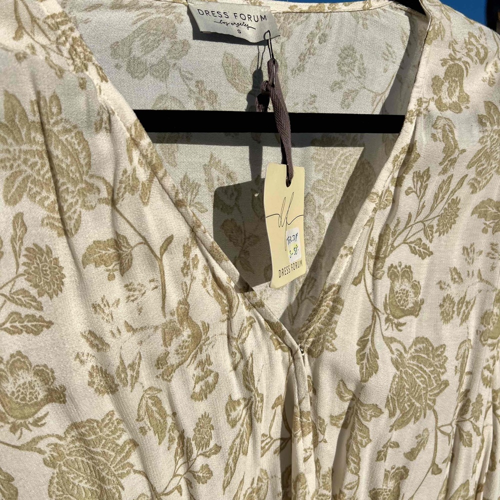 Dress Forum Garden Party Top Boho Blouse Cream Green Size S fits M NWT - Picture 2 of 7